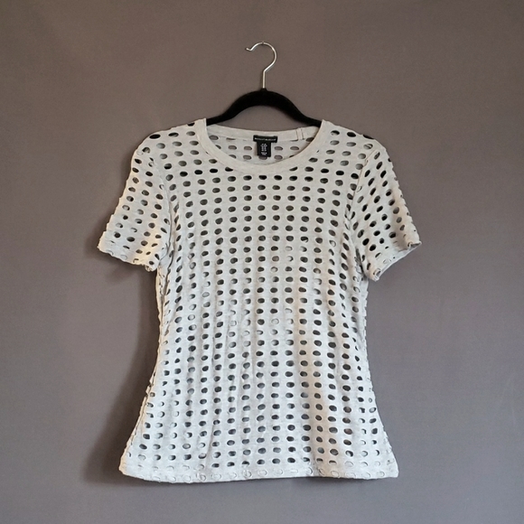 Mercer and Madison punch hole T-Shirt, size M, Grey, camisole liner. - Picture 1 of 4